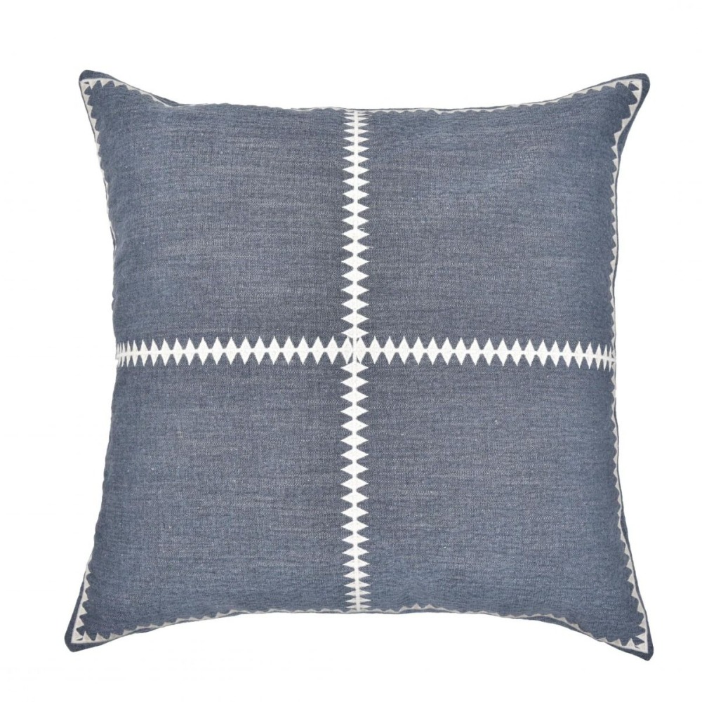 Almofada Bordada Tramado Devorê Blue