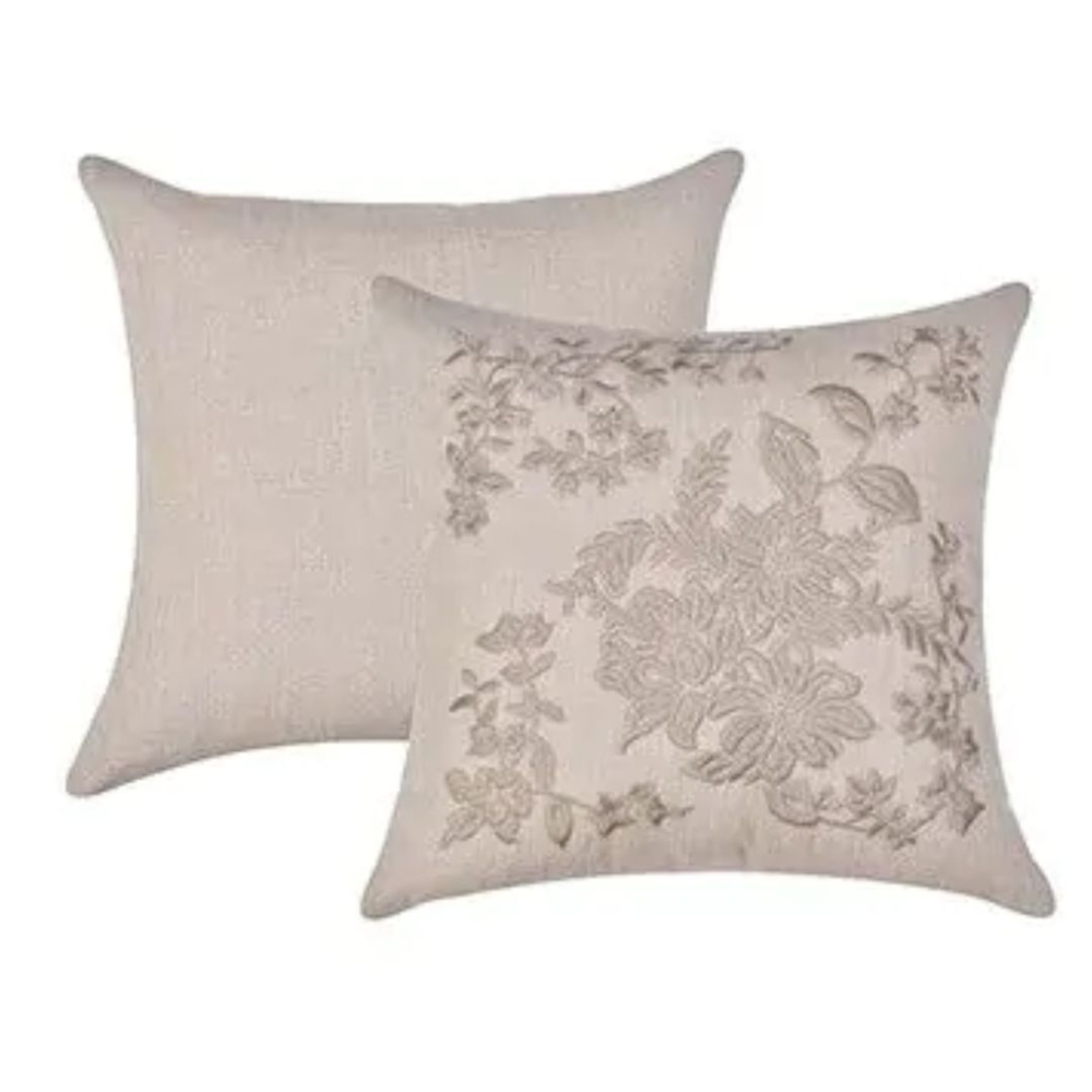 Almofada Floral Bordada Off White