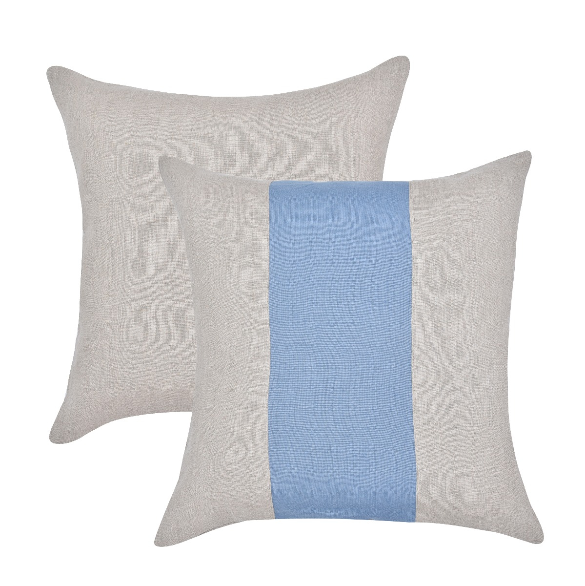 Almofada Linho Natural Faixa Azul - SKU 00801389