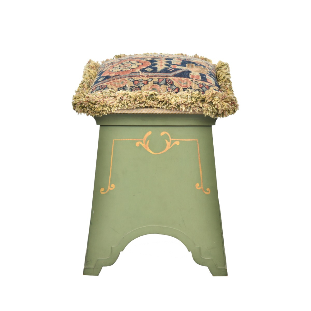 Banqueta Verde Com Almofada Persa