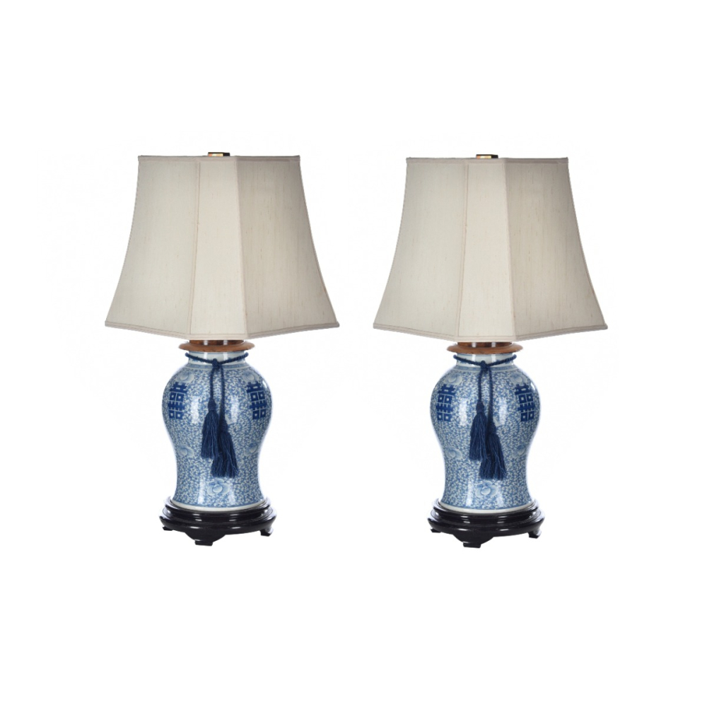 Par de Abajur Grande de Porcelana Chinesa