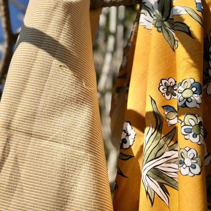 Tecido Lista Fina Cúrcuma