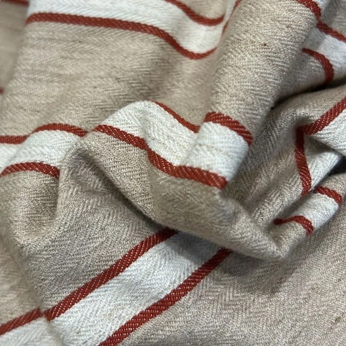 Tecido Lista Hindu Natural Rusty