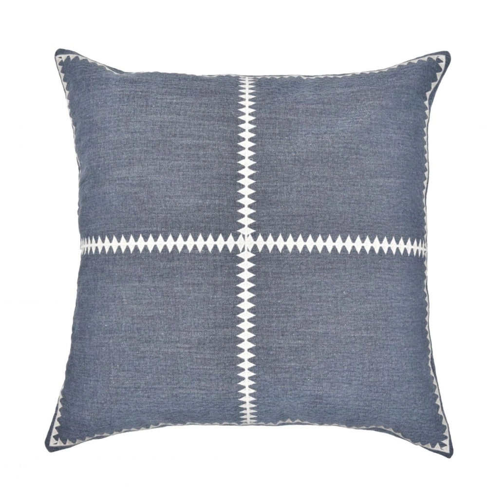 Almofada Bordada Tramado Devorê Blue